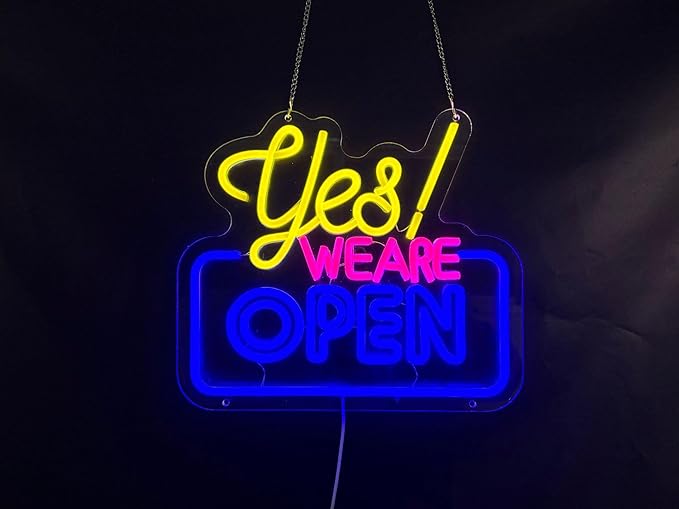 Yes We Are Open Neon Sign Wall Decorations Dimmable LED Light for Business Store USB Adjustable Brightness for Aesthetic Decoration for Coffee Shop Dessert Store Bar Pub Party Opening Gift