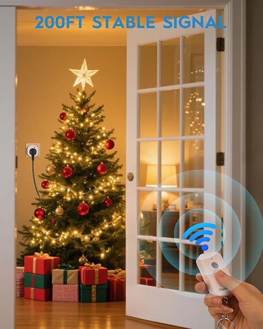 Remote Control Outlet, Wireless Remote Light Switch Kit, 15A/1875W, 100FT Long Range for Lamps, Fans, Christmas Lights, Electrical Appliance