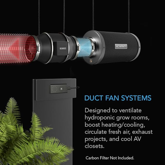 AC Infinity CLOUDLINE PRO S10, Quiet 10” Inline Duct Fan with Speed Controller - EC Motor Ventilation Exhaust Fan for Heating Cooling Booster, Grow Tents, Hydroponics