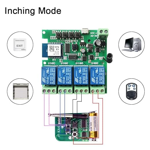 Smart WiFi Wireless Relay Switch Module, Tuya 4CH AC/DC 7-32V/ USB 5V Smart Life Remote Control Dry Contact Momentry Switch Compatible with Alexa and Google Home