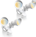 ALUSSO Motion Sensor Outdoor Lights, 30W 3500LM Flood Lights Outdoor 120V, 3 Modes (Dusk to Dawn/Auto/On Time), 3CCT 3000K/4000K/6500K Waterproof Hardwired ETL Listed, Porch Flood Light, White 2PCS