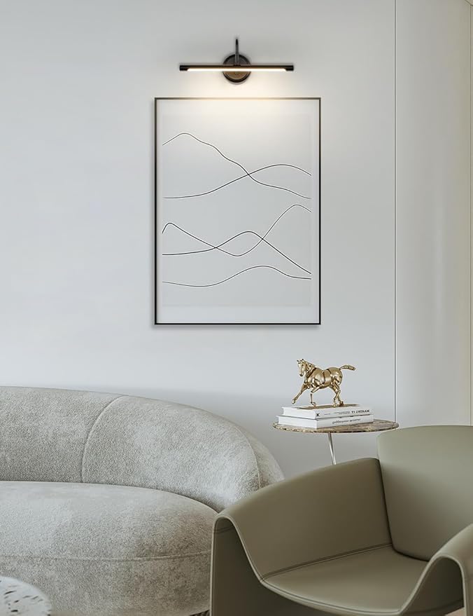 JOOSENLUX LED Picture Light Hardwired Matte Black Modern Picture Lights for Paintings 16.54'' Inch Long Swing Arm Metal Art Lights Warm White 3000K
