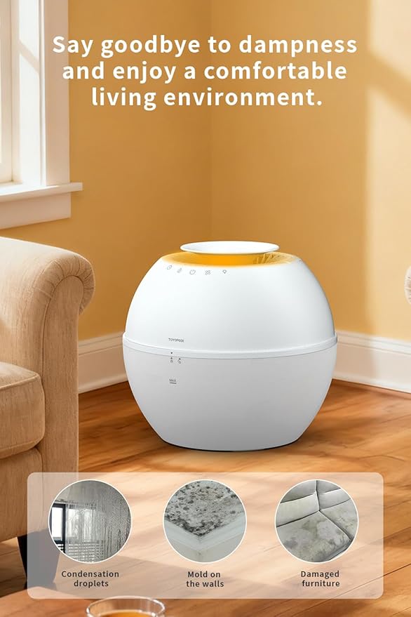 HD021 Dual 2 in 1 Dehumidifier & Humidifier Combo Small Dehumidifiers with Drain Hose 101oz Water Tank Compact Portable Air Purifier Smart Dehumidifier Auto Steam Humidifiers for Bedroom Home