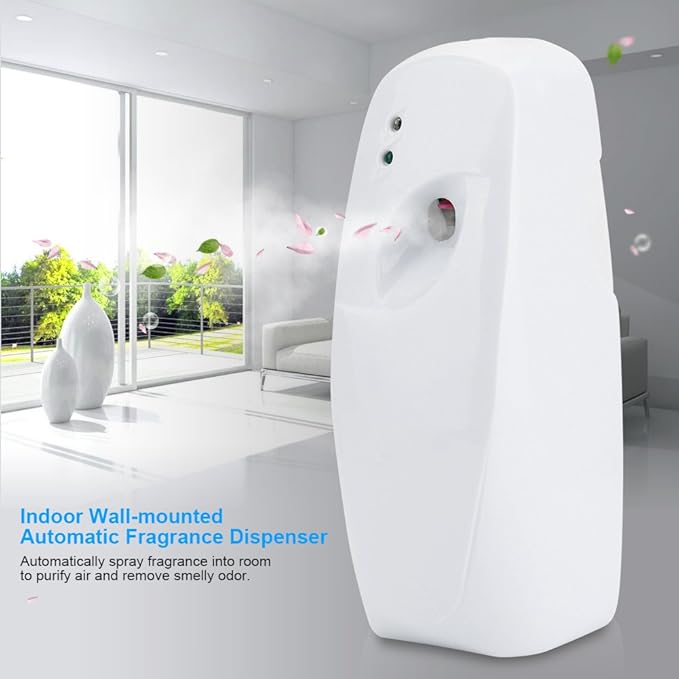 Automatic Air Freshener Spray Dispenser, Wall Mount Fragrance Dispenser Aerosol Perfume Sprayer Holder Free Standing Essential Oils Scent Gadget for Home Hotel Bathroom Office Commercial Area