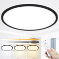 24 Inch LED Flush Mount Ceiling Light,56W Ultra-Thin Modern Round Light Fixture with Remote,Dimmable 3000K-6000K,Black,5600LM,Memory & Night Light Mode for Bedroom, Kitchen,Living Room