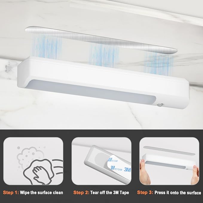 Under Cabinet Lights Wireless, 2 Working Modes, LED Lights for Bedroom, Rechargeable and Dimmable Cabinet Lights, Battery Operated Lights, Easy Installation