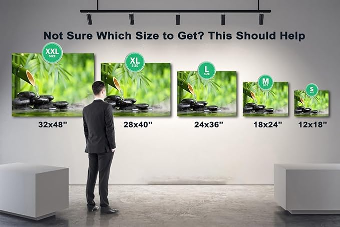 Zen Wall Art Decor, Modern Bathroom Zen Decor Wall Art, Canvas Wall Art for Spa Zen Room Decor, Green Bamboo Forest and Black Pebble Relaxing Art Prints for Office & Spa Wall Decor 32x48 Inches