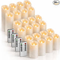Enido 24 Pc Flameless LED Candles with Remote & Timer, Outdoor Waterproof, Flickering Electric Warm Lights for Cozy Home & Holiday Romantic Decor, Battery Operated (D 2.2” x H 4”/5”/6”)