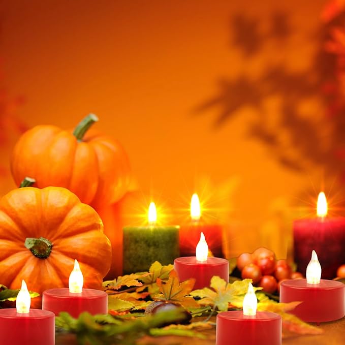 Tea Light, 100 Pack Flameless LED Tea Lights Candles Flickering red 200+ Hours Battery-Powered Tealight Candle. Ideal for Party, Wedding, Birthday, Gifts and Home Decoration (Red)