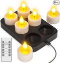 Yme Flameless Candles with Remote Timer and Charging Base, 6 Pack Rechargeable LED Battery Operated Flickering Flameless Candle, Electric Tea Lights Votive Candles for Home Wedding Party Holiday Decor