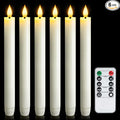 6 Pcs Flameless Taper Candles with Remote Timer, Battery Operated Window Candles, 9.6 inches White Plastic LED Candlesticks, for Halloween Christmas Church Wedding Decor