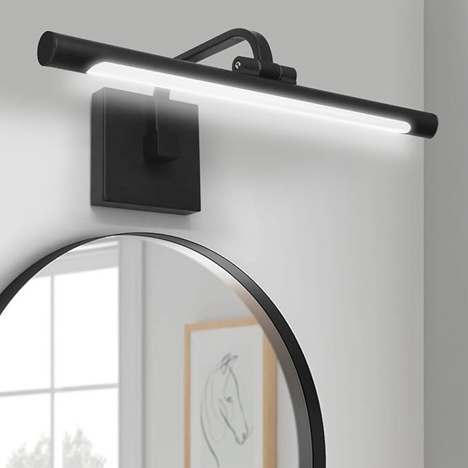 330° Rotatable LED Bathroom Vanity Light, 23.6 Inch Mirror Lighting Fixture Over Mirror，15W, 6000K, IP44 Waterproof, Black Bar Light Fixture for Bathroom.LED Bathroom Lighting