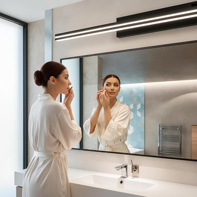 MEGAWISE 6185 LED Bathroom Mirror Front Light, 5 Color Temperatures Dimmable (2700K-6000K), Modern Vanity Light Bar for Bathroom, Anti-Fog & Waterproof (Matte Black, 23.6inch, 14, Watts)