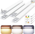12" Ultra-Thin Under Cabinet Lighting Wireless, Aluminum Alloy Under Counter Lights for Kitchen, 3-Color-Temps Magnetic Closet Lights, Rechargeable Motion Sensor Light Indoor (4 Pack, Silver)