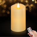 3" x 5" Flameless Candles Set of 1, 2AA Battery Life 600 Hours Battery Candles Flickering with Timer, 5 inch Flameless Candles with Remote for Indoor/Outdoor, Ivory