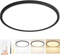 24 Inch LED Flush Mount Ceiling Light Fixture,Dimmable Ultra Thin Low Profile,48W 4800 Lumens,3 CCT Color Selectable,Modern Round Black Ceiling Light for Living Room,Bedroom,Kitchen,Office