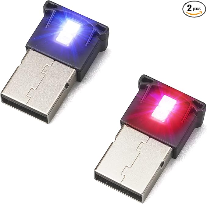 AOZITA Mini USB LED RGB Light Brightness Adjustable 8 Color Changeable for Car, Laptop, Keyboard. Atmosphere Smart Night Lamp for Home Decoration (DC : 5V) (Quantity: 2)