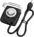 G-Homa [Enhanced] Outdoor Timers, Mechanical 24 Hour Timer Outlet, Outdoor Light Timer Waterproof with Protective Cover, 18 in Cord, 15A 3/4HP, CSA Listed, Ideal for Engine Block Heater, Pool Pump