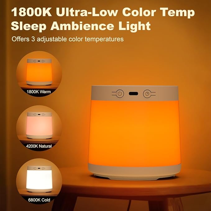 3 Color Nursery Night Light for Adults & Kids Rechargeable Long Battery Life Touch Night Lamp Dimmable Brightness with 3 Timers Portable for Bedroom Bathroom Nightstand Camping