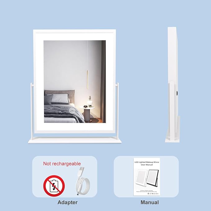 Beelux Vanity Mirror with Lights, 11" Makeup Mirror with Dimmable Light, Smart Control, Memory, Adjustable 3 Modes Lighted LED Mirror for Christmas Birthday Thanksgiving Mother's Day White