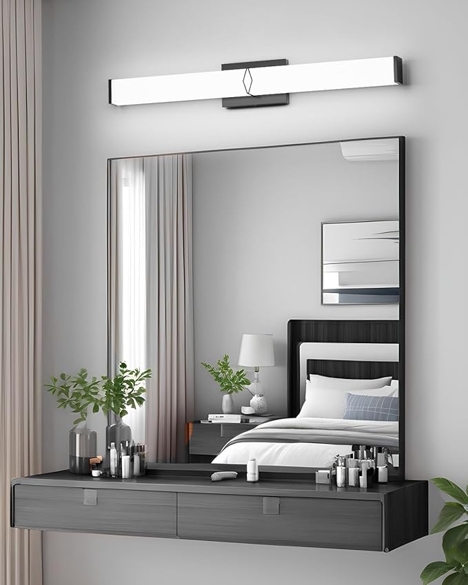 Bathroom Vanity Light,32inch 5CCT Modern Dimmable Bathroom Light Fixtures Over Mirror,32W 3600LM Lighting Bar Fixture,Black LED Vanity Lights,2700K/3000K/4000K/5000K/5700K,ETL Certified