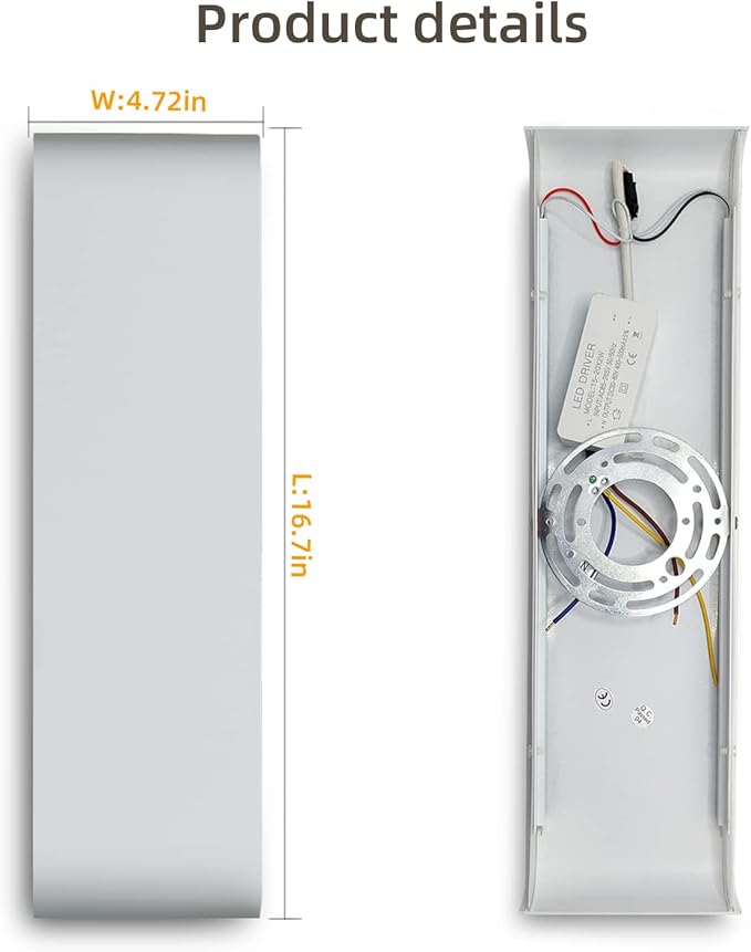 KICAAO 15.7in White Modern Wall Sconce 2-Pack,16W Indoor Vanity Light Up and Down LED Vanity Light for Bathroom Wall Lighting Fixtures Not Dimmable Not Plug (White Light 5000K)