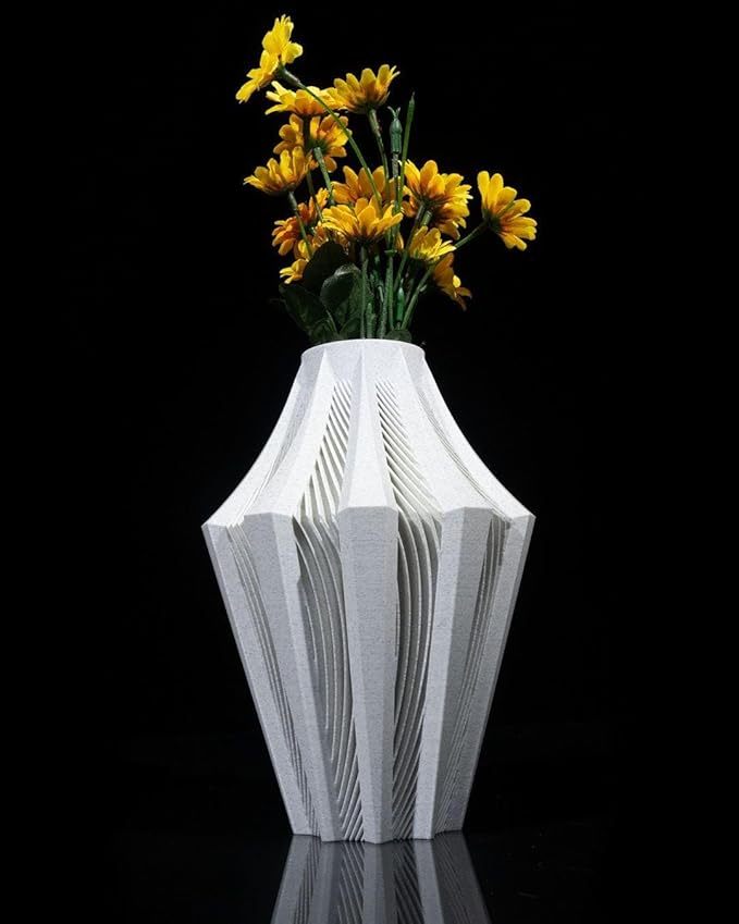 Aether Gray Vase – Modern Architectural Design | Eco-Friendly Home Decor (Primary color:Gold;)