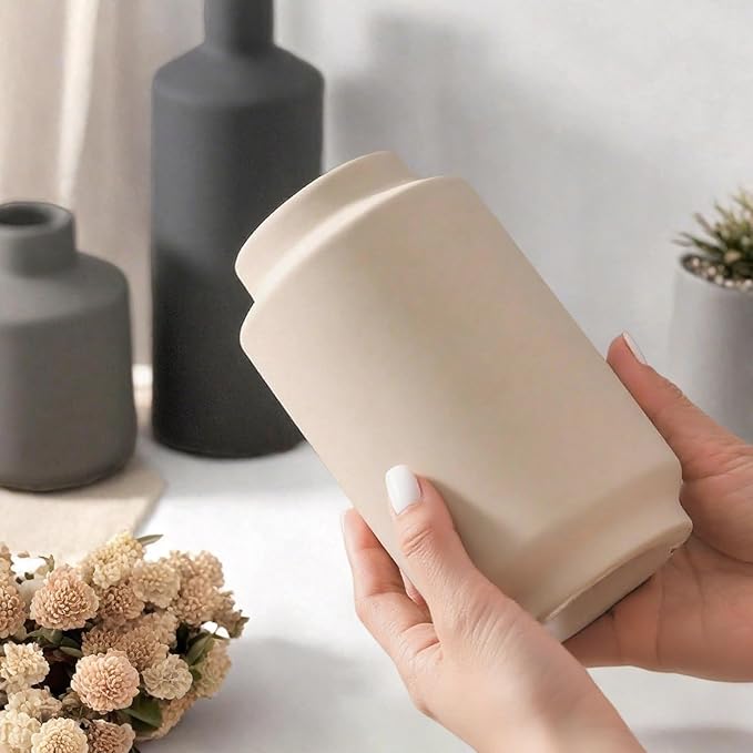 Modern Ceramic Vase Set, Neutral Decorative Vases for Home Decor, Small Flower Pottery Vase Sets for Pampas Grass Dried Flowers, for Living Room, Mantel, Shelf, Bedroom, Bathroom