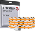 BTF-LIGHTING FCOB USB Powered Orange Color COB LED Strip Lights 9.8FT 960LEDs 5V 8mm Width 90+ High CRI Ultra Bright Flexible Light for TV Backlight Display Cabinet PC DIY Decor