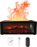 Humidifiers for Bedroom, 150ML Fireplace Essential Oil Diffuser, Aromatherapy Diffuser with Remote Control & 7-Color Mood Light, Cool Mist Air Humidifier for Bedroom, Office, Nursery, Plants- (Black)