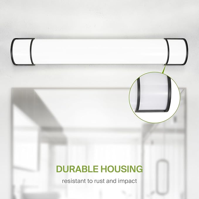 ASD LED 36" Vanity Flush Mount Light Fixture, Linear Bathroom Lighting Bar | 3CCT, Dimmable, Energy Star, ETL Listed | 30W 2650LM 3000-5000K 120V | Long Bath Wall Sconce Over Mirror | Black, 4 Pack