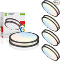 ASD LED 16" Round Flush Mount Lighting, Close to Ceiling Light Fixture | 3CCT, Dimmable, Energy Star, ETL Listed | 24W 1854LM 3000-5000K 120V | Low Profile Double Ring Lamp | Dark Bronze, 4 Pack
