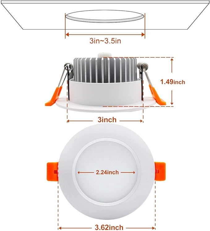 YGS-Tech 3.5 Inch LED Recessed Lighting, Dimmable Downlight 7W(55W Halogen Equivalent), CRI80, 2700K Ultra Warm White, Ceiling Light with LED Driver(10 Pack)