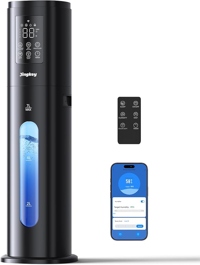 Humidifiers for Bedroom Large Room with Smart App & Remote Control, 7L/1.85Gal Large Humidifier, 4 Mist Levels Humidifiers for Home Crow