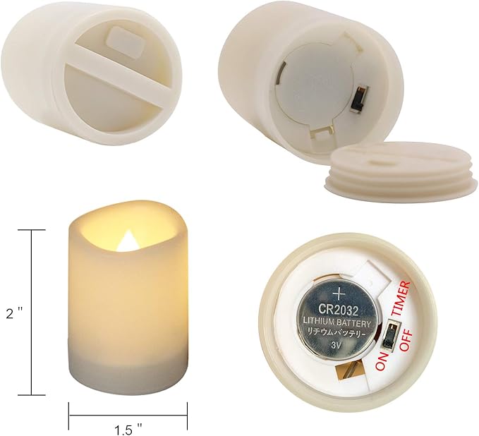 Eldnacele Flameless Votive Candles with Timer, Bulk Indoor/Outdoor Waterproof Tealight Candles Realistic Flickering Battery Operated LED Votive Candle Lights Pack of 12