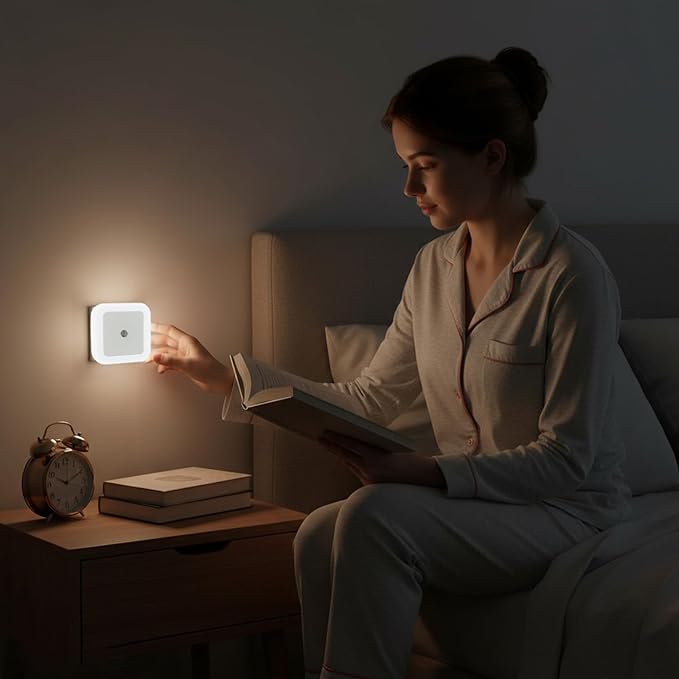 50 Pcs LED Night Lights White Smart Sensor Nightlights Accessories Wall Mounted Automatic Sensor Night Lamp for Hallway Stairs Kitchen Bedroom Toilet Bathroom