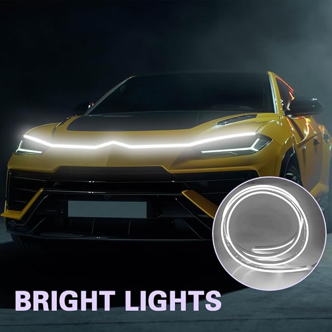 HAOBO 59 Inch Car Hood Light Strip, LED Strip Lights for Cars, 12V Flexible Waterproof Daytime Running Lights, Automotive Exterior Accessories Under Hood Light Universal Fit Cars, SUVs, Trucks