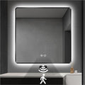 36 x 36 Black LED Bathroom Mirror, Metal Framed Rounded Corner Rectangle Backlit Mirror Bathroom, Anti-Fog, 3-Color Stepless Dimmable Lighted Mirror, Motion Sensor Lights, Memory Function