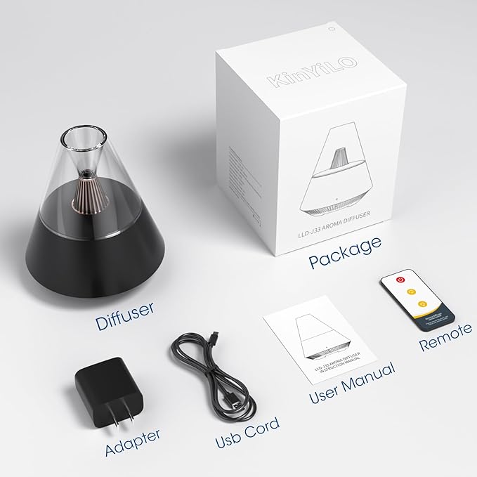 Ultrasonic Essential Oil Diffuser, 150ML Modern Aromatherapy Diffuser with Candle Light, 2 Mist Mode, Remote Control, Auto-Off, Small Cool Mist Humidifier for Home Bedroom Office Yoga, Black