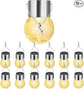 Hanging Solar Powered Warm White LED Light, Cracked Glass Ball Light, Waterproof Outdoor Christmas Decorative Lantern for Garden, Yard, Patio, Lawn (Single Color, 12)