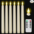 Flameless Taper Candles with Remote Control,6pack Dripless Plastic LED Candles,Flickering Candle Battery Operated,9.2'’Classic Tall Candle for Wedding,Party,Halloween,Christmas,Home Decor (Ivory)