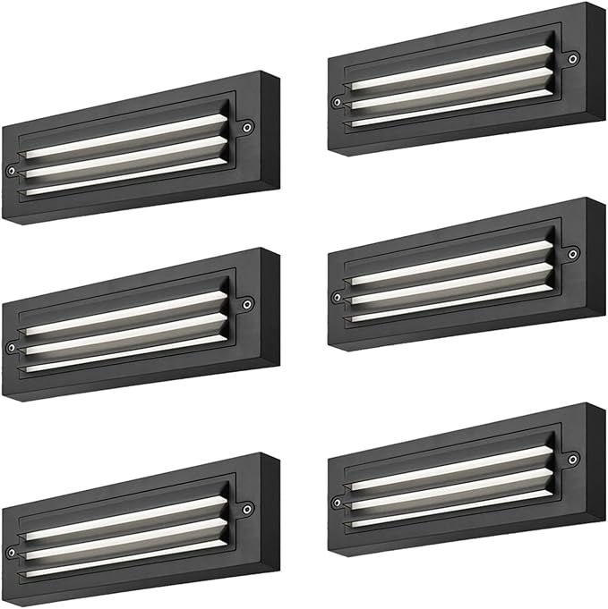 ZONK Line Voltage LED Step Stair Lights Indoor Outdoor, 6W Waterproof IP65 Non-dimmable 4000K Deck Lighting for House, Retaing Wall Lights (6 Pack)