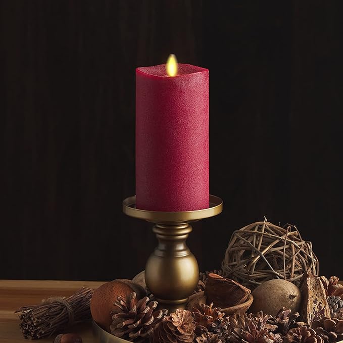 Luminara - Flameless LED Battery Operated Flickering Pillar Candles - Red - Pack of 1-3x6.5 - Realistic Moving Flame Real Wax Indoor/Outdoor Decor