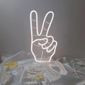 Victory Sign LED Neon Sign for Wall Decor USB Adjustable Brightness Living Room Bars Barbers Pub Wedding Party Salon Club Gatherings Gaming Room Man Cave Halloween Christmas Birthday Art Wall Decor