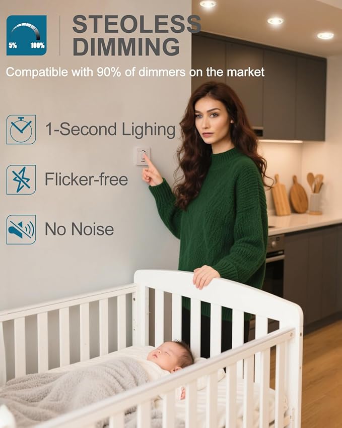 Lightdot 6 Inch Recessed Lighting 12 Pack Gold, 12W Dimmable LED Downlight 3CCT Selectable (3000K/4000K/5000K), Anti-Glare Slim Canless Ceiling Light