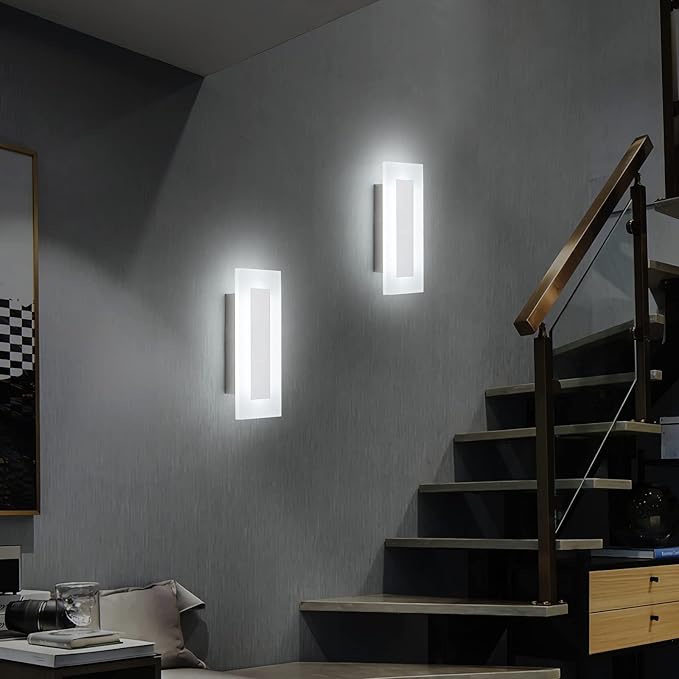 LMQNINE Modern LED Acrylic Wall Sconce Warm White Light Chrome 6000K for Bedroom Corridor Stairs Bathroom Indoor Lighting Fixture Lamps Home Room Decor (2-Pack)…
