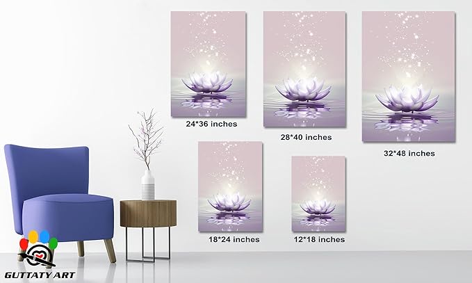 Zen Canvas Wall Art, White Lotus Flower Bloom in Water Wall Poster, Lotus Flower Canvas Art Print, Calm Relax Picture, Modern Framed Spiritual Home Artwork for Bathroom Spa Yoga Decor 18x24 inch