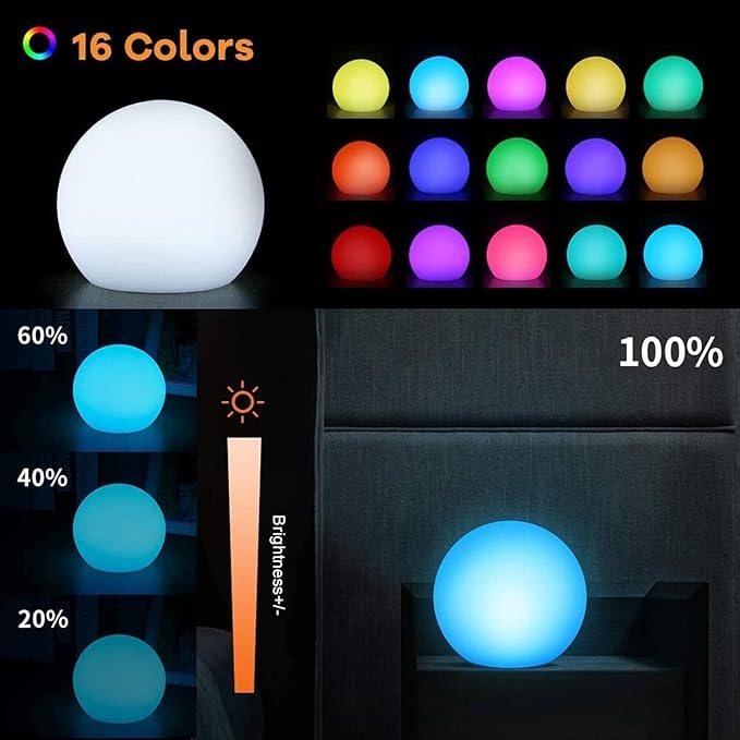 Borelor Floating Pool Lights,3-Inch USB Rechargeable & Remote Control Globe Lamp IP68 Waterproof 16 Color Change Hot Tub Bath Lights, Party Holiday Outdoor Christmas Decorations(6 Pack)