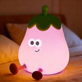 Eggplant Night Light for Kids, Nursery Night Lights, Bedside Touch Lamp, Cute Silicone Nightlight for Baby Boy Girl, 3 Level Dimmable Squishy Lamps Gift for Bedroom Kids Room Decor