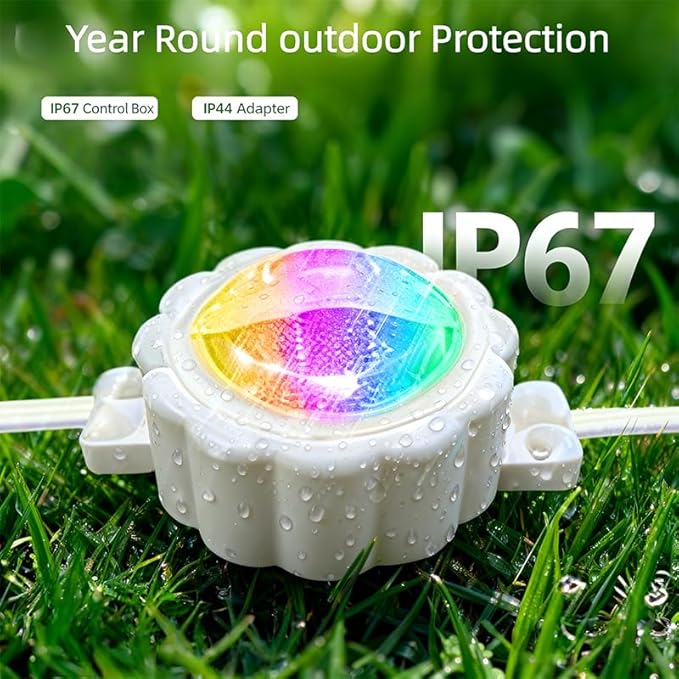 Outdoor Ground Lights 31FT Patio Decorations Smart Outdoor Lights 24V with IC+RGB 20 Pathway Light IP67 Waterproof for Christmas Holiday Party APP/Remote Control (unconnectable)